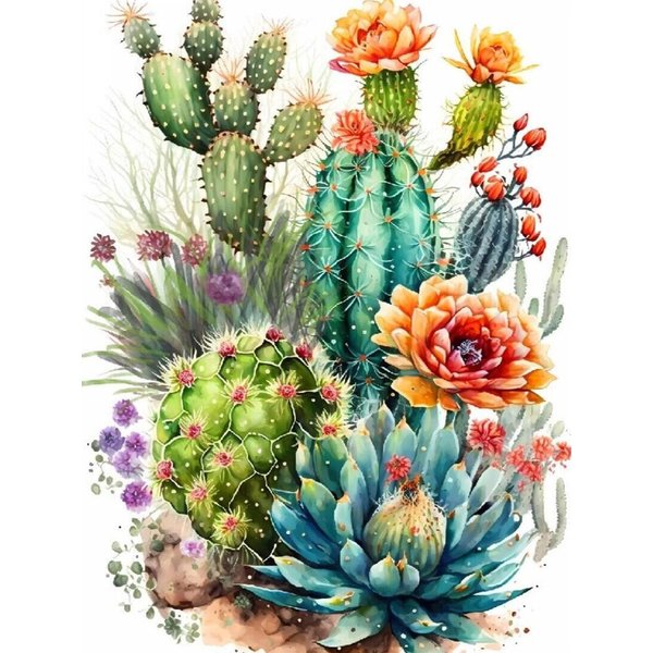 ARTMYRUI Cactus Diamond Painting Kits for Adults,5D Diamond Art Kits,DIY Plant Diamond Dots Paint with Diamonds Paint by Numbers Crystal Art for Home Wall Decor Gifts（12x16inch）.