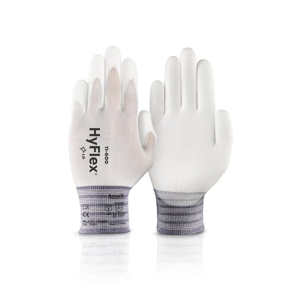 Ansell HYFLEX 11-600 Light Duty Nylon Industrial Gloves w/Palm Coating for Metal Fabrication, Automotive - XXL (11), Black (1 Pair)