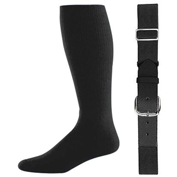 Joe's USA - Baseball Socks & Belt Combo Set (Black, Intermediate (9-11))