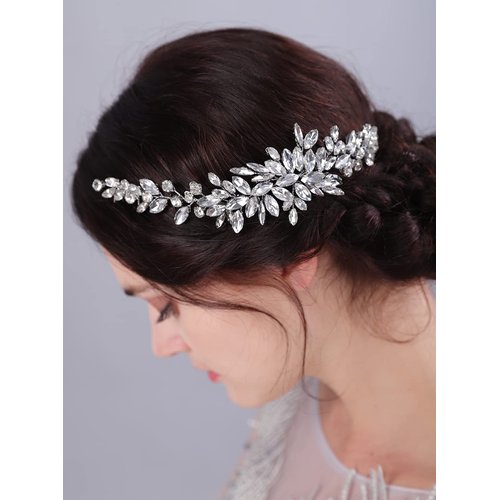 JWICOS Wedding Crystal Hair Comb Bridal Hair Comb Hair Clip Vine Headpiece Wedding Hair Accessories for Brides (Gold)