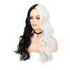 Kaneles Half Black Half White Wigs Long Curly Women Full Wigs for Cosplay Party or Daily Use with Wig Cap(Half Black Half White)