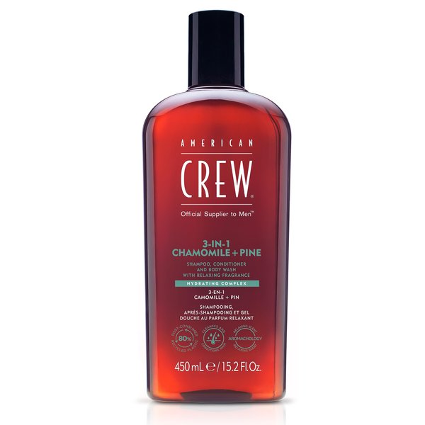 American Crew 3-IN-1 CHAMOMILE + PINE Shampoo, Conditioner and Body Wash, 15.2 Fl Oz (Pack of 1)