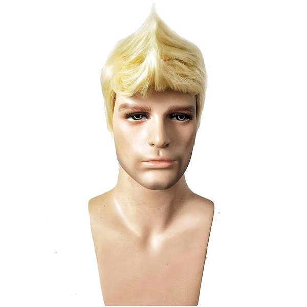 RightOn Blonde Wig for Men Wigs Short Straight Hair Wigs Man Wig Blonde Wigs for Boy Synthetic Wig for Cosplay Party Daily Used