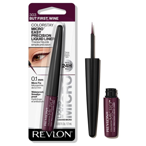 REVLON ColorStay Micro Easy Precision Liquid Eyeliner, Waterproof, Smudgeproof, Longwearing with Micro Felt Tip, 303 But First, Wine, 0.057 fl. oz