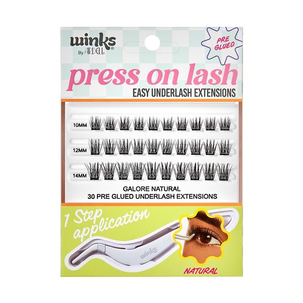 Ardell Winks Press On Underlash Extensions, Pre-Glued, Natural Look, 30 Clusters, Easy Application