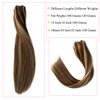 Clip in Hair Extensions-Chocolate Brown to Blonde Highlights Human Hair Extensions Skin Weft Remy Straight Seamless Clip in Real Hair Extensions Seamless Weft Clip in Real Extensions for Women