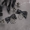 2pcs Skull Hand Hair Clips with Bowknot, Silver Black Halloween Hair Clips Skeleton Hand Barrettes Bone Claw Hairpins Gothic Hair Accessories for Horror Party Decoration Cosplay Costume