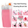 20pc Nail Art Painting Brush Pen Tools Kit UV Gel Building Drawing Linering Brushes Set Mandala Nail Dotting Pens (Pink)