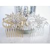 Gold or silver crystal flower hair comb barrette clip bridal clip bridal (Primary color: Silver)