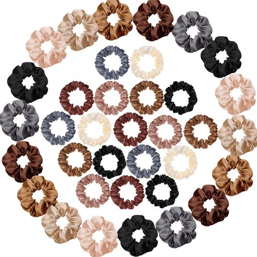 36 Pieces Satin Hair Scrunchies Silk Scrunchies Elastic Hair Bands Scrunchy Hair Ties Ropes Skinny Hair Ties Scrunchies Ponytail Holder for Women Girls Hair Accessories Decorations, Assorted Colors