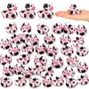 Poen 24 Pcs Cow Ducks Mini Cow Rubber Duck Bulk Cowboy Rubber Duck Fun Cow Print Duck Baby Bath Toy Cow Theme Baby Shower Birthday Bathtub Party Favors Swimming Pool Party Decorations (Black,Pink)