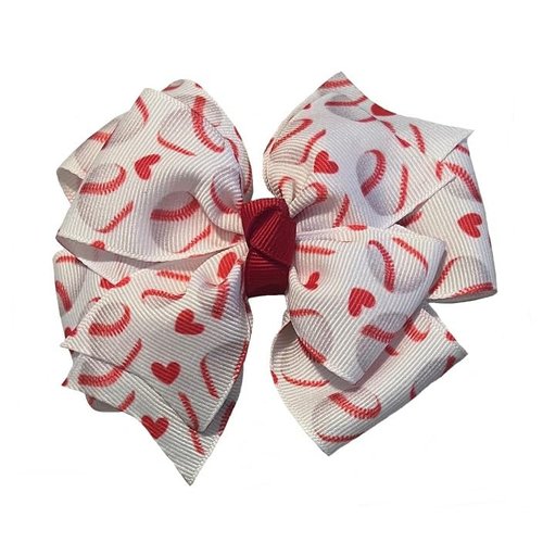 Baseball Hearts Pinwheel Hair Bow