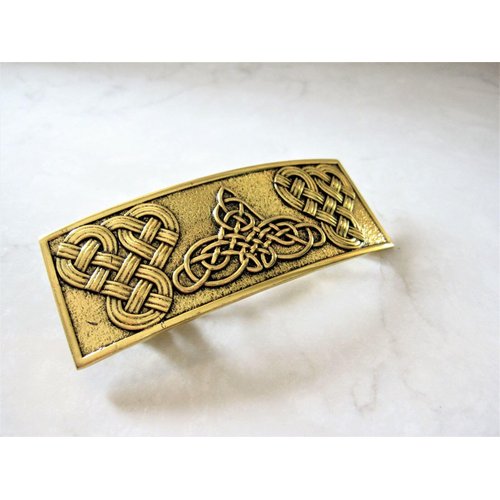 Generic Bronze gold celtic knot metal filigree hair clip barrette