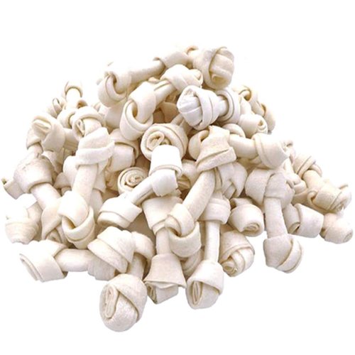 MON2SUN Dog Rawhide Knot Bones Mini Bones Rawhide Chews Natural 2.5 Inch 60 Count for Puppy and Small Dogs