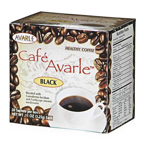 Cafe Avarle Healthy Black Coffee with Ganoderma & Cordyceps - 20 sachets