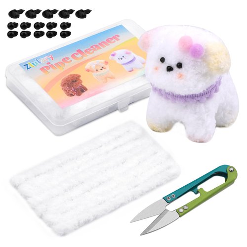 White Pipe Cleaner, Pipe Cleaners Craft, 15mm Super Chunky Chenille Stems, Pipe Cleaner for Beginners DIY Arts Crafts Decorations Make Animals