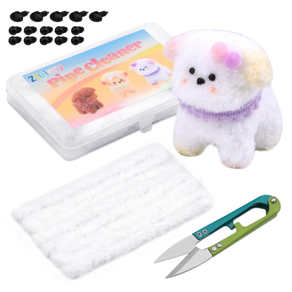 White Pipe Cleaner, Pipe Cleaners Craft, 15mm Super Chunky Chenille Stems, Pipe Cleaner for Beginners DIY Arts Crafts Decorations Make Animals