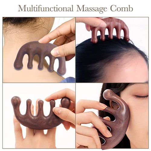 2 Pack Wooden Scalp Massage Comb, Carelax Wooden Wide Tooth Hair Comb Head Tool Meridians Scalp Massage, Natural Wood Comb