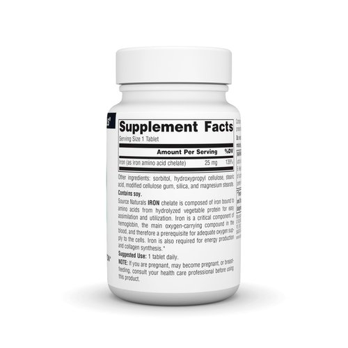 Source Naturals Iron, Amino Acid Chelate - Dietary Supplement That Supports Energy Production - 100 Tablets