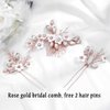 Yokawe Bridal Wedding Hair Comb Rose Gold Rhineston Bride Side Combs Crystal and Flower Hair Accessories for Women and Girls