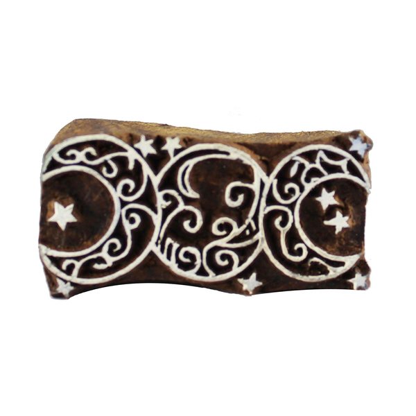 Celtic Triple Moon Wooden Textile Stamps Indian Printing Henna Pottery Clay Project Craft Block Stamps