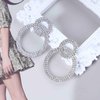 Sttiafay Vintage Crystal Circle Drop Earrings Double Circle Hoop Earrings Silver Cz Circle Dangle Earrings CZ Hollow Circle Earrings Jewelry for Women and Girls