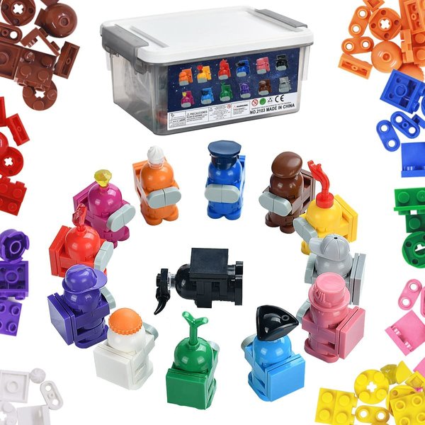 Werewolf Kill Space Kill Game 13 Alien Figures Imposter Building Blocks Toys Space Kill Characters Model Kit Bricks Desktop Dolls Gifts Cake Decoration for Fans Children Kids (195pcs)