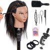 100% real hairmannequin head with human hair used to weave cosmetology doll head Bleaching Dyeing Curling Styling Head Hair Training Model Practice Head(black1)