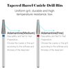 Difenni Nail Drill Bits Cuticle Nail Drill Bit Tapered Shape Cuticle Drill Bits with Storage Case,3/32 Shank Efile Bits for Nail Prep and Manicure Pedicure Tools(Fine&Medium)