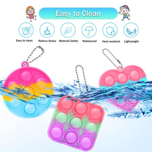 30PCS Party Favors for Kids,Bulk Fidget Toys, Birthday Party Toys, Small Classroom Prizes Box Fidgets Toys for Kids Toddlers Adult, Goodie Bag Stuffers, Treasure Chest, Bubbles Poppers (Heart)