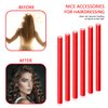 60 Pieces Flexible Curling Rods Twist Foam Flexi Rods No Heat Hair Rods Hair Rollers and Steel Pintail Rat Tail Comb for Long Hair Short Hair Women Girls (9.45 x 0.31, Red)