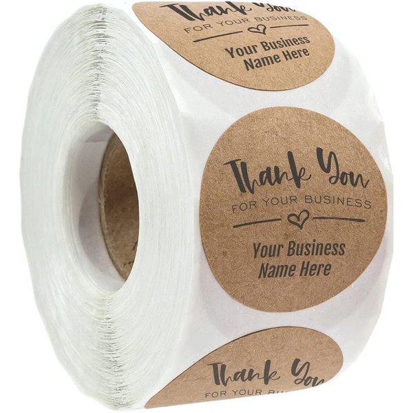 Thank You for Your Business Personalized Kraft Heart Stickers / 500 Local Small Business Labels / 1.5" Custom Boutique Stickers/Made in The USA