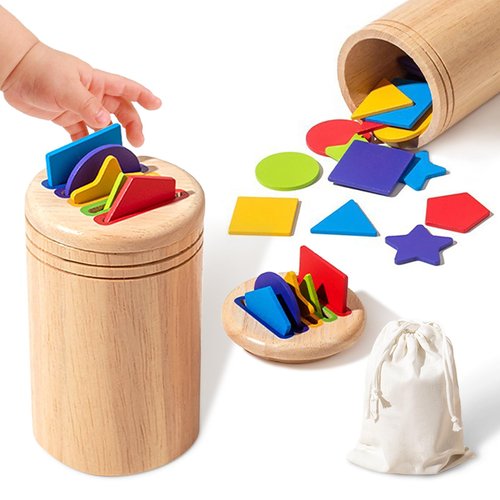 Wuffove Montessori Toys for 1-3 Year Old, Toddler Wooden Learning Color Sorting Toys Age 123, Developmental Infants Sensory Matching Games for Baby Boys Girls Gifts