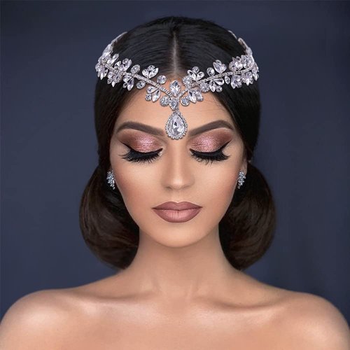 azaleas Wedding Bridal Crystal Headband for Woman Rhinestone Hair Comb Wedding Headdress，Wedding Headbands Chain Head Jewelry Hair Pieces Crystal Head Chains