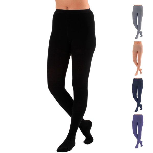 ABSOLUTE SUPPORT - Opaque Compression Pantyhose for Women 20-30mmHg - Graduated Support Stockings for Pregnancy, Post Surgery, Varicose Veins Circulation - Black, Medium - A204BL2