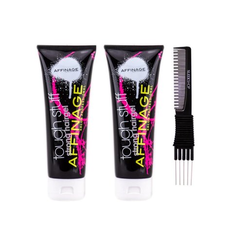 yper Affinage Tough Stuff Strong Hair Gel (4.23 oz) with Teasing Comb Pack 2
