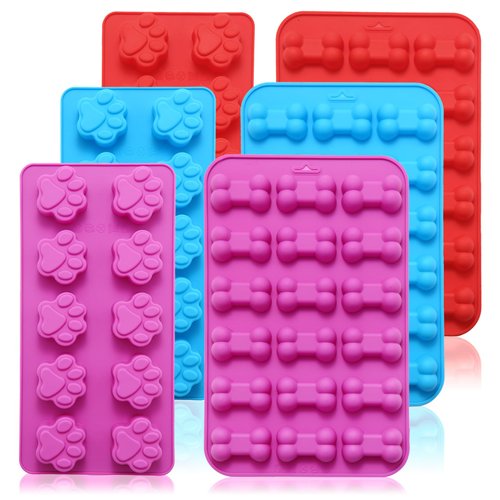 6PCS Silicone Molds Puppy Dog Paw and Bone, Elegant Chocolate Molds for Baking, Non-Stick gummy molds, Dog Treat Molds, Used for Chocolate, Candy,Pudding, Jelly,Ice Cube,Biscuits,Dog Treat by AOULELA