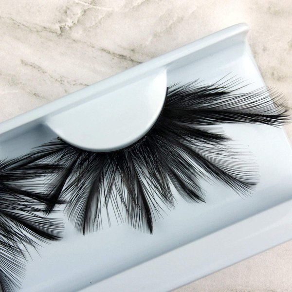 Elegant Lashes F404 Premium Black Feather False Eyelashes Halloween Dance Rave Costume