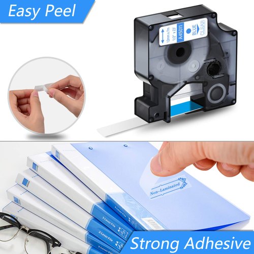 GREENCYCLE Label Tape 45011 45012 45020 Compatible for DYMO D1 1/2" (12mm) x 23ft (7m) for LabelManager 210D 220P 260P 160 280 420P 350 360D 450 COLORPOP LMPnP LP250 (Blue/Red/White on Clear, 3 Pack)