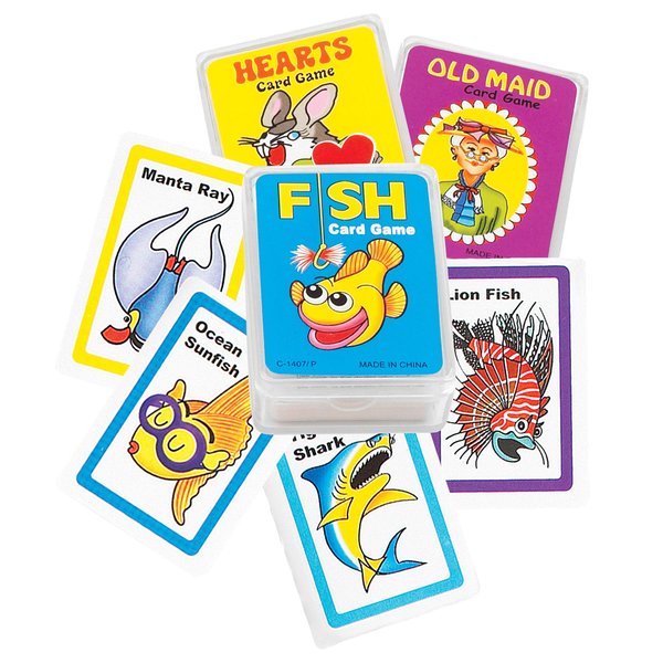 Giggle Time Mini Card Set 12 Pieces - Go Fish, Hearts, and Old Maid, Card Games, Kids Toys, Family Games, Party Favors, Piñata Stuffer, Carnival Prize, Back to School Supplies - 2 inches Per Set