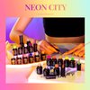 beetles Gel Polish Set 23Pcs Neon Collection with 3Pcs Base Gel Top Coat, Hot Pink Magenta Lemon Green Colors Gel Nail Polish Kit Soak Off UV Manicure Holiday Nail Art