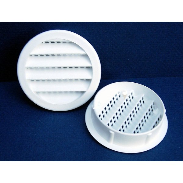 Maurice Franklin Louver-2" Round White Polypropylene Plastic Louver with Insect Screen System (Priced Per Bag of 6). Item #2" PLW-100