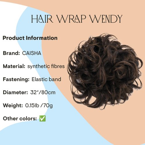 CAISHA Hairpiece Hair Wrap Heat-resistant Synthetic Fibres Curly Messy Updo Brown HW24