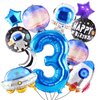 TMCCE 11 PCS Space theme Birthday Party Decoration Astronaut Spaceman Foil Balloons For 3rd Outer Space Birthday Party Supplies (Blue-3rd)