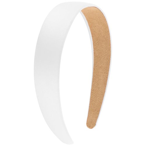 Wecoe White Headband 1.2 Inch Wide Silk Satin Headband Women Non Slip Fashion Back to School Plain Head Band Solid Hair Band DIY Holiday Hair Accessories for Women Girls Diademas Para Mujer Gifts