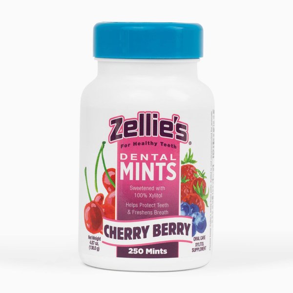 Zellie's |100% Xylitol Sugar Free Cherry Berry Breath Mints | Non-GMO, Low-Calorie, Gluten Free, Vegan & Kosher Mints (250 Count - Pack of 1)