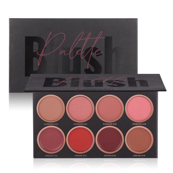 Professional Blush Makeup Palette, 8 Colors Blush and highlighter Palette Matte Powder Bright Shimmer Mineral Contour Blush Palette Makeup Blush Pallet