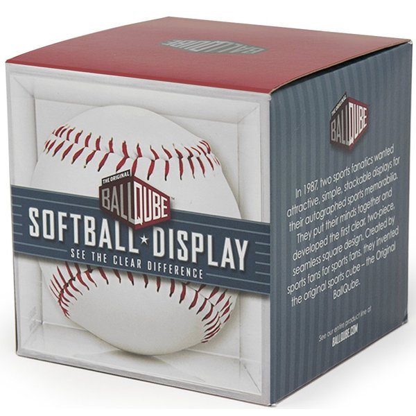THE ORIGINAL BALLQUBE Softball Display Case Square Clear Softball Cube Memorabilia Display & Storage Sports Softball Display Box Holder