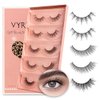 VYRILA Wispy Lashes 0.05mm PBT Fiber Natural Lashes, 0.2mm Superfine Band Cat Eye False Eyelashes, 5 Pairs Fluffy Strip Lashes Mink Lashes (Aura-5 Pairs In 1 Pack)