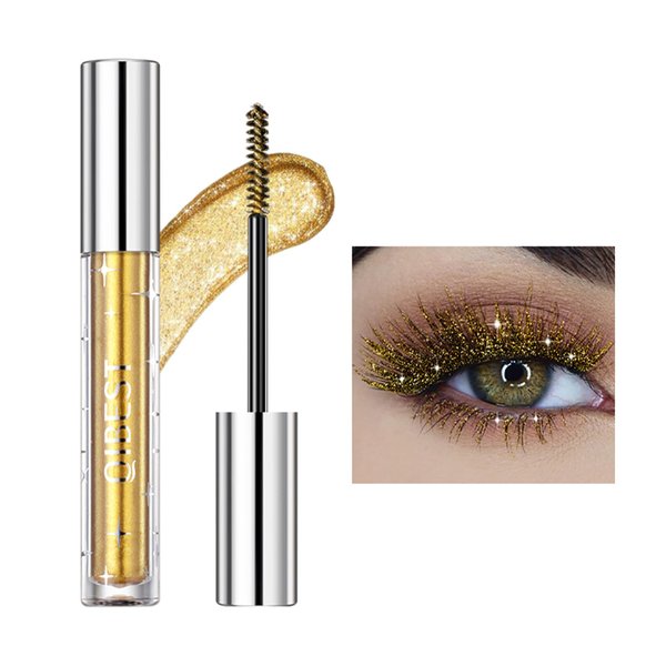 MIESCHER Gold Mascara for Eyelashes,Diamond Glitter Mascara Colorful Waterproof Long Lasting Volume Mascara No Flaking, No Smudging, No Clumping, Lengthening Washable Mascara Makeup Party Cosplay(02#)